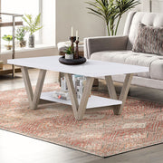 Familand 120cm Coffee Table - Heavy Duty Wooden Frame , 2-Teirs Open Storage Space for Living Room