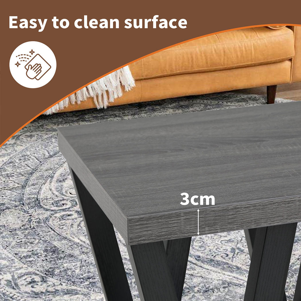 Familand End Side Table - Heavy Duty Wooden Frame & 2-Teirs Storage Space, Bedside Table Night Stand