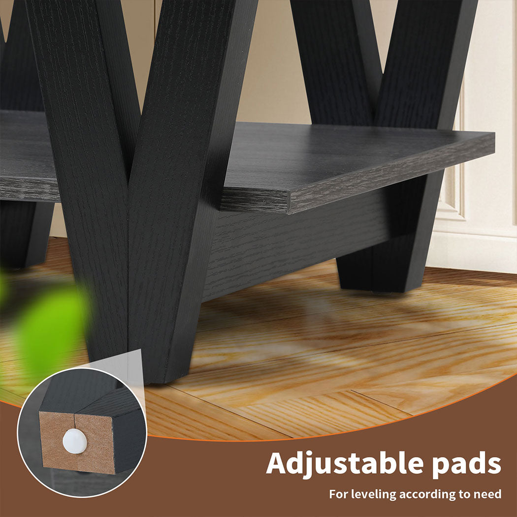 Familand End Side Table - Heavy Duty Wooden Frame & 2-Teirs Storage Space, Bedside Table Night Stand