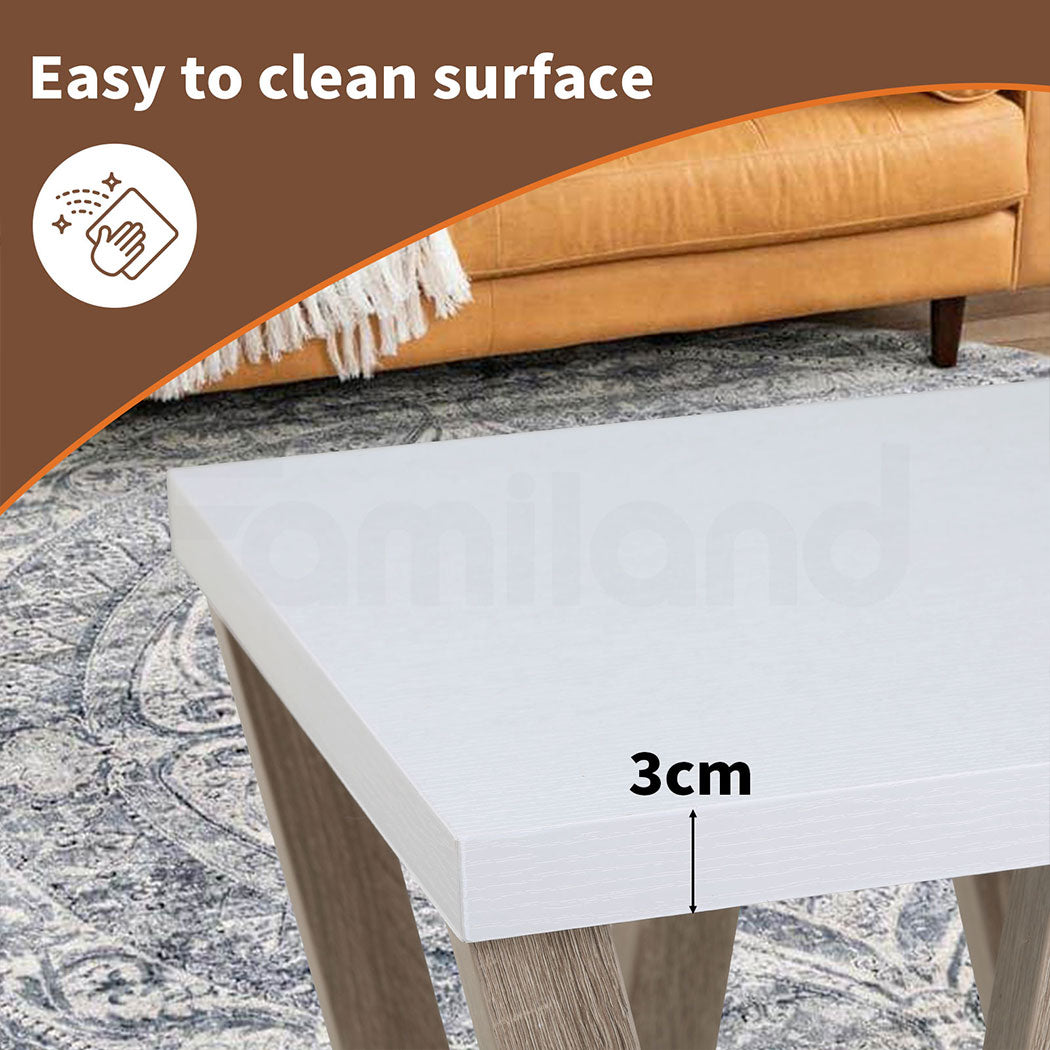 Familand End Side Table - Heavy Duty Wooden Frame & 2-Teirs Storage Space, Bedside Table Night Stand