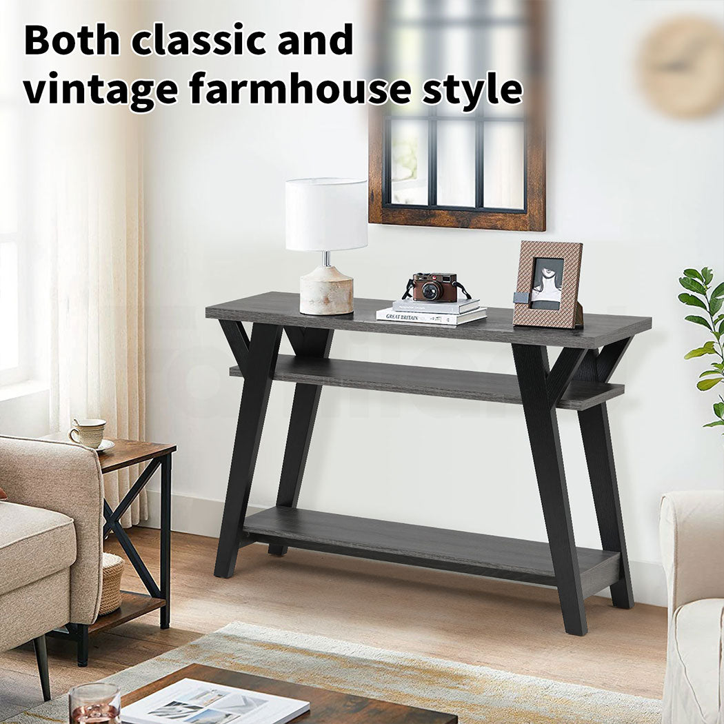 Familand 107cm Wooden Console Hallway Table with 3-teirs Ample Storage Shelves - Entryway Tables