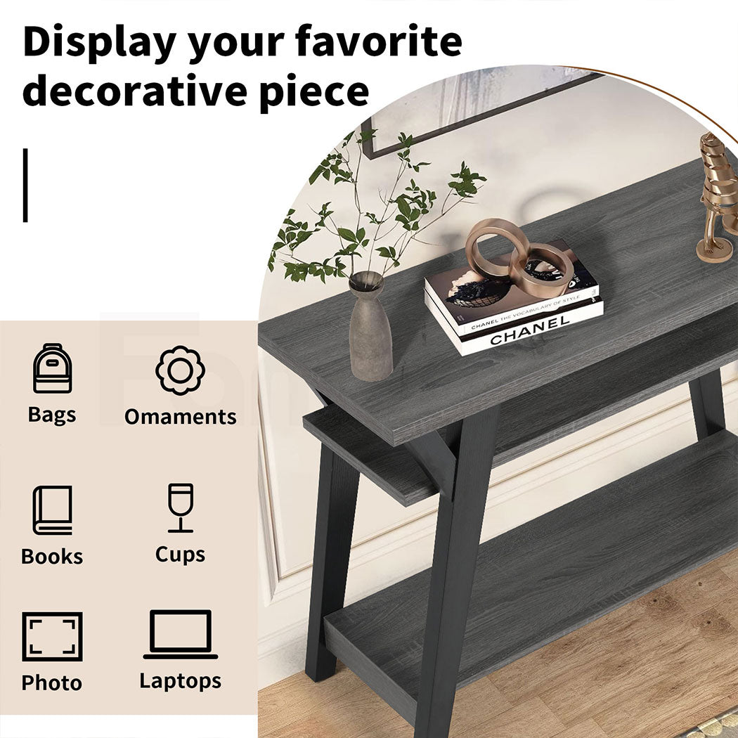 Familand 107cm Wooden Console Hallway Table with 3-teirs Ample Storage Shelves - Entryway Tables
