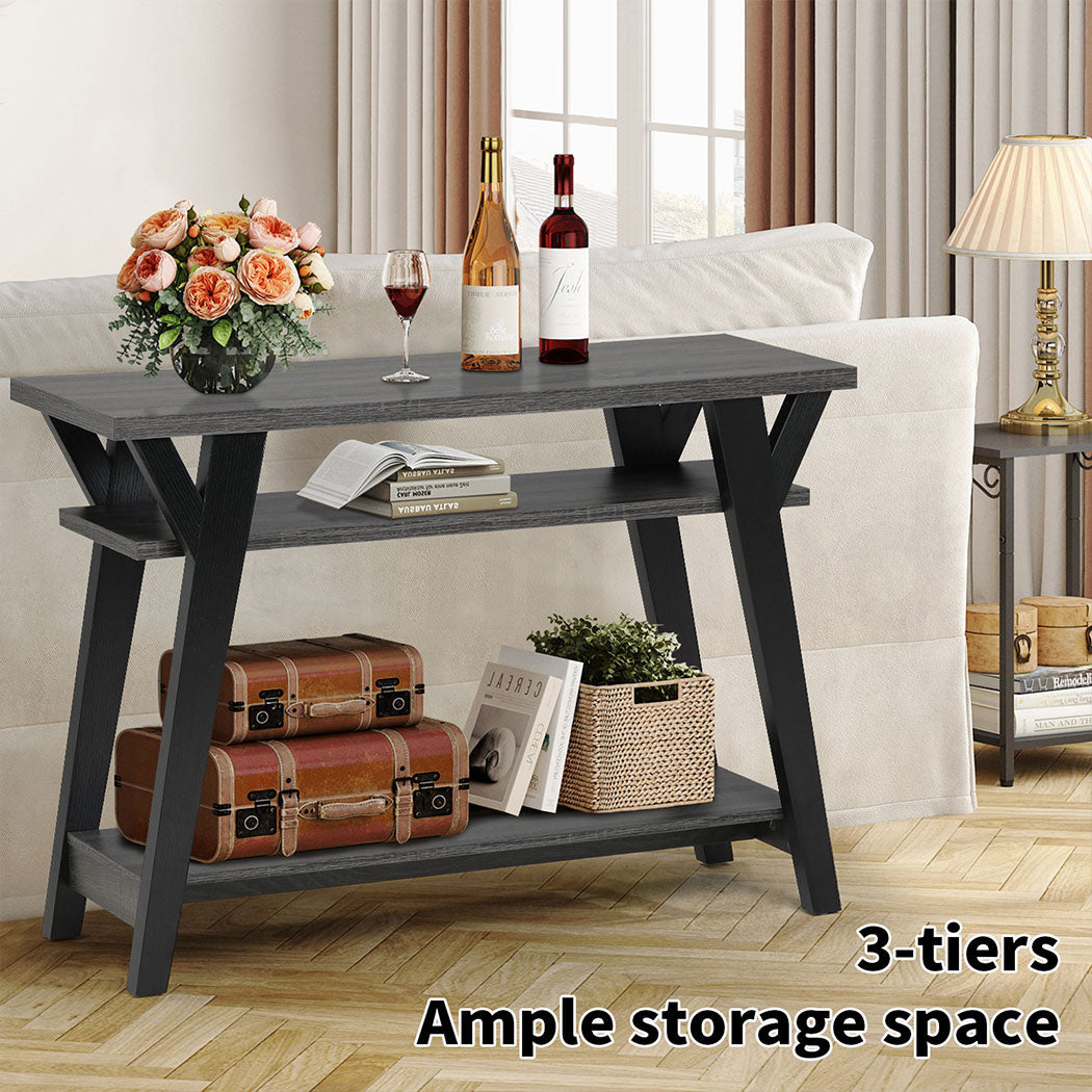 Familand 107cm Wooden Console Hallway Table with 3-teirs Ample Storage Shelves - Entryway Tables