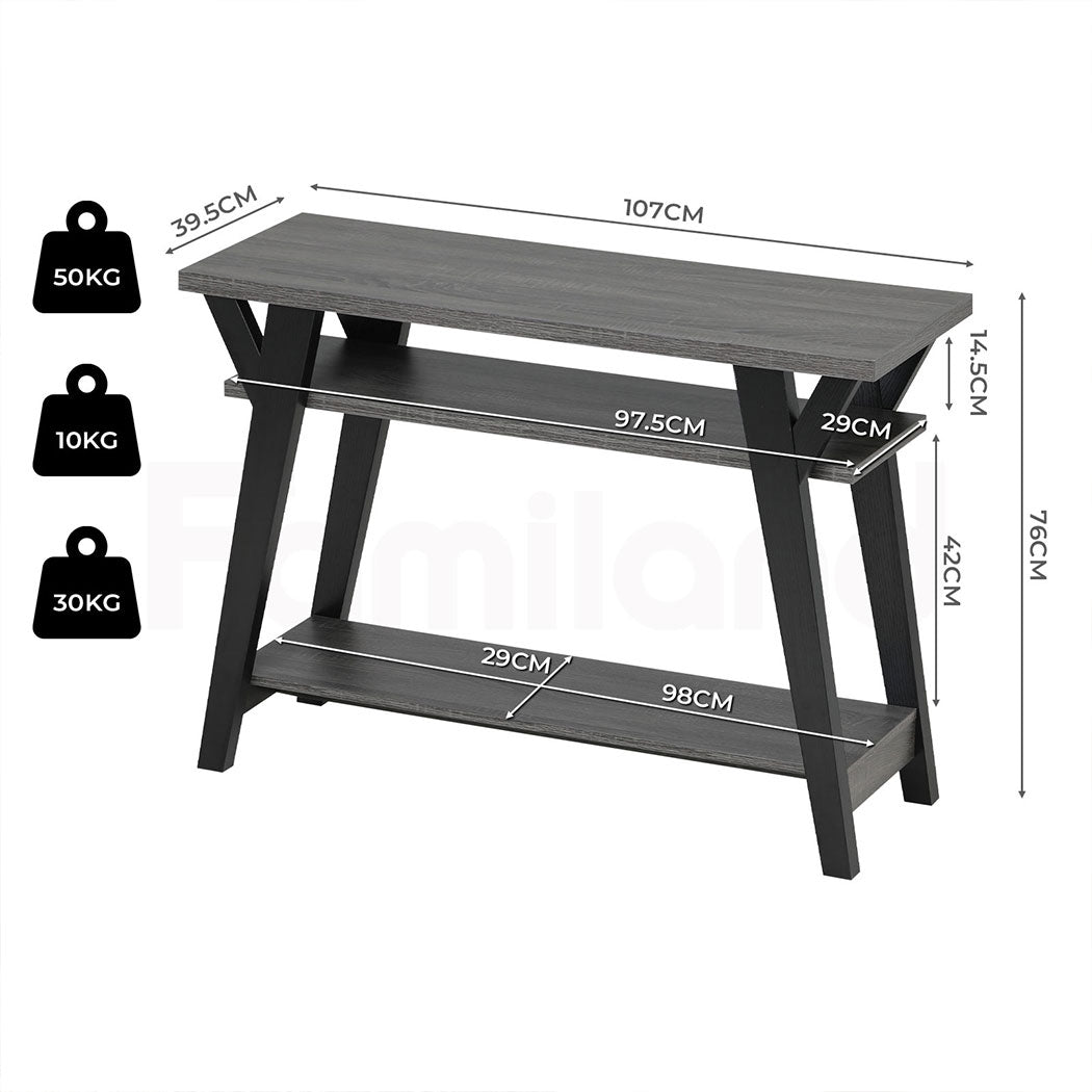 Familand 107cm Wooden Console Hallway Table with 3-teirs Ample Storage Shelves - Entryway Tables