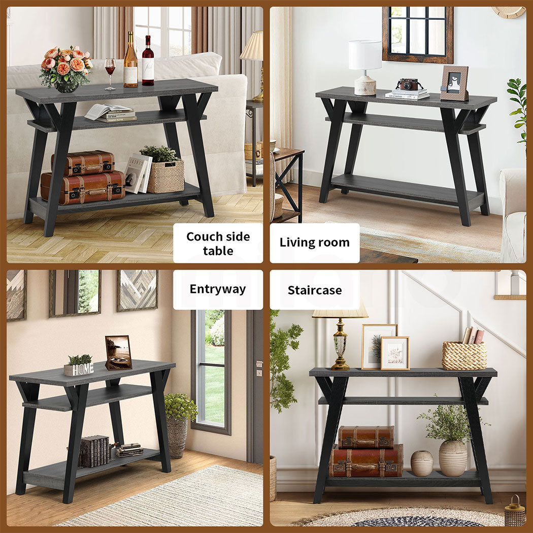 Familand 107cm Wooden Console Hallway Table with 3-teirs Ample Storage Shelves - Entryway Tables