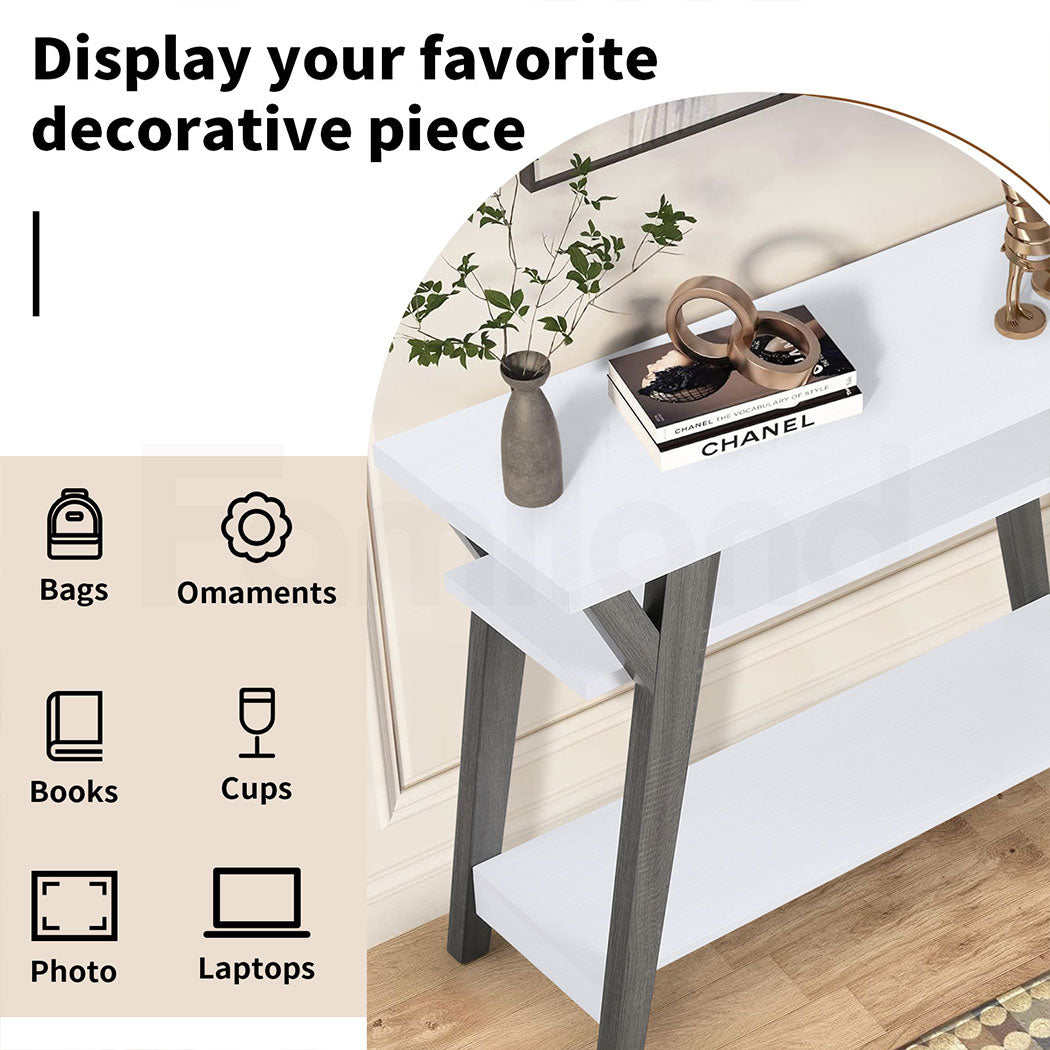 Familand 107cm Wooden Console Hallway Table with 3-teirs Ample Storage Shelves - Entryway Tables