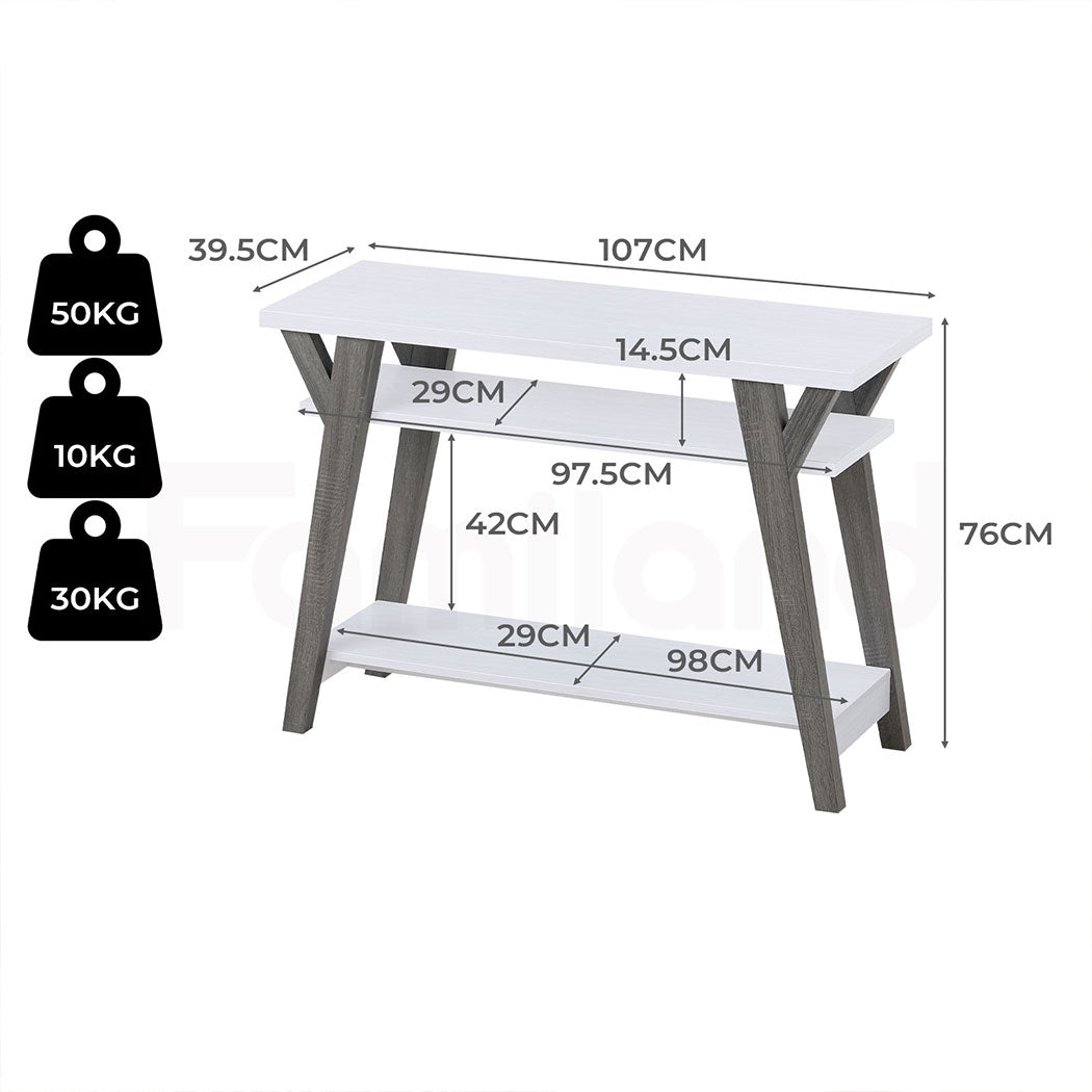 Familand 107cm Wooden Console Hallway Table with 3-teirs Ample Storage Shelves - Entryway Tables