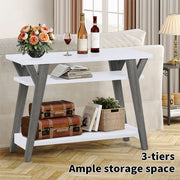 Familand 107cm Wooden Console Hallway Table with 3-teirs Ample Storage Shelves - Entryway Tables