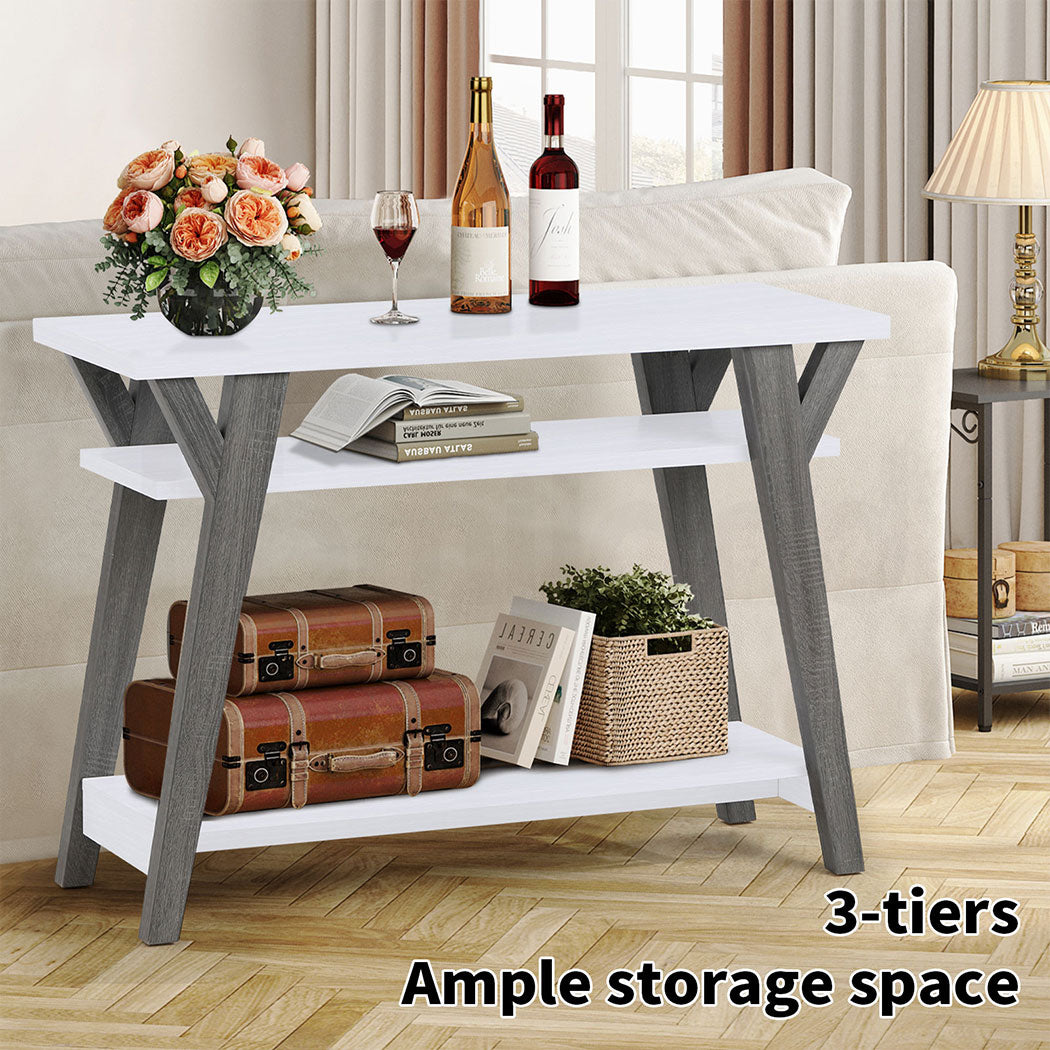 Familand 107cm Wooden Console Hallway Table with 3-teirs Ample Storage Shelves - Entryway Tables