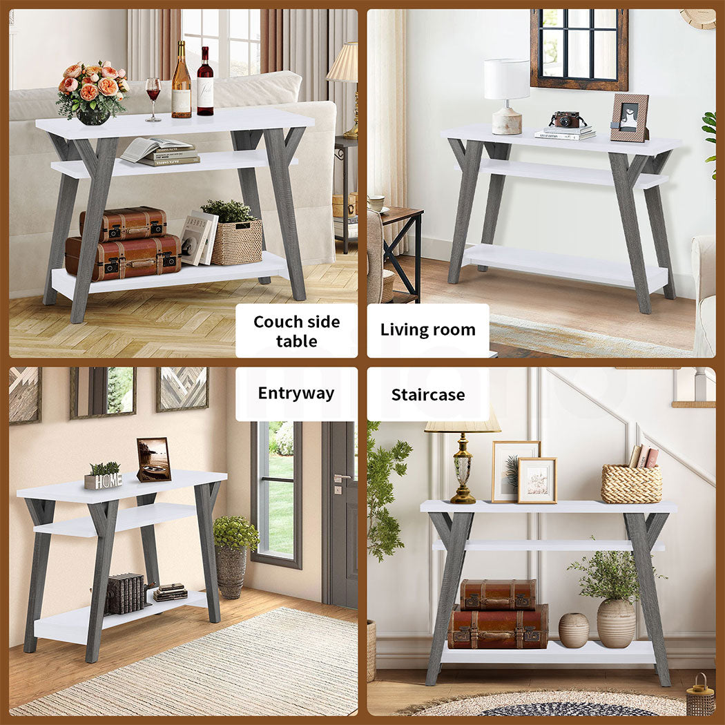 Familand 107cm Wooden Console Hallway Table with 3-teirs Ample Storage Shelves - Entryway Tables