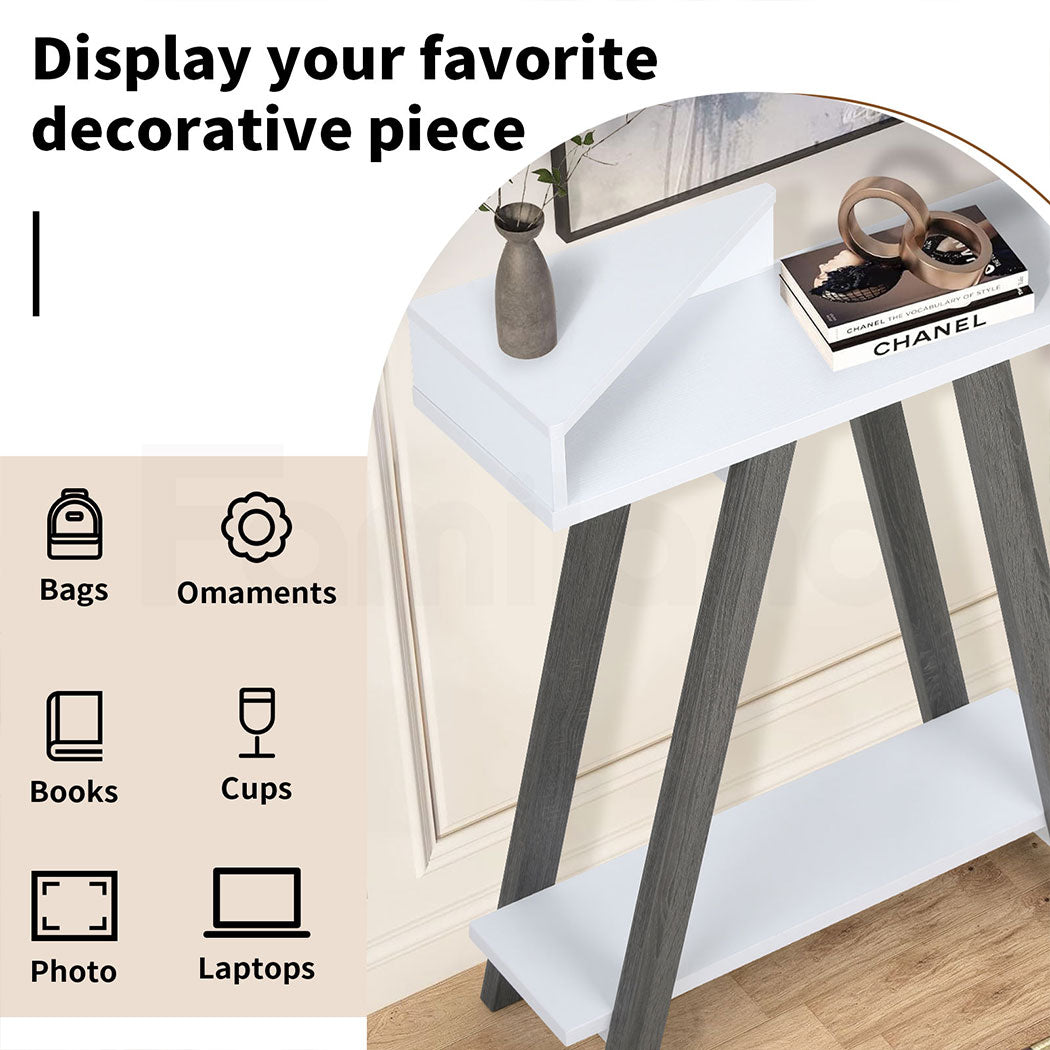 Familand 3-teirs Storage Shelves Wooden Console Hallway Table - Entryway Tables Behind Sofa Couch