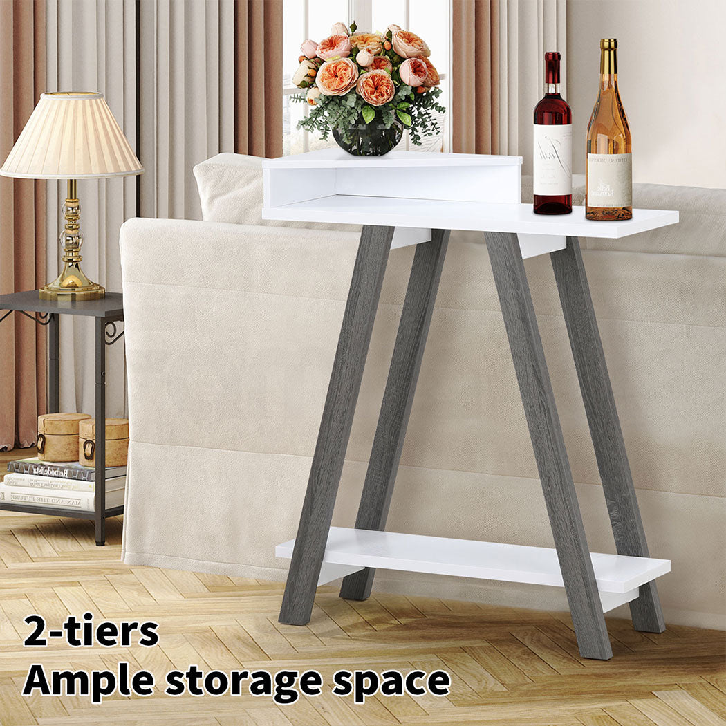 Familand 3-teirs Storage Shelves Wooden Console Hallway Table - Entryway Tables Behind Sofa Couch