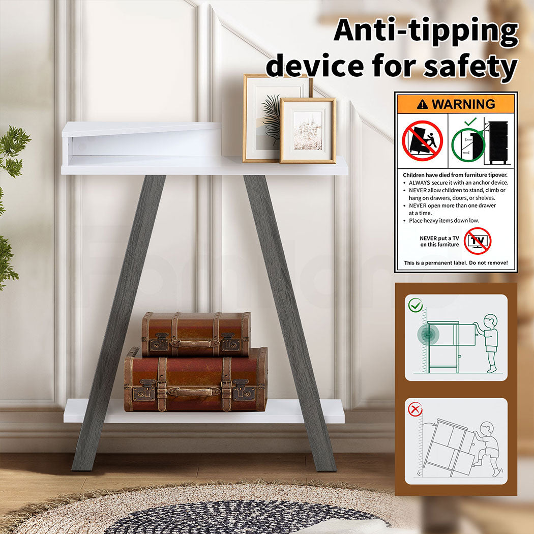 Familand 3-teirs Storage Shelves Wooden Console Hallway Table - Entryway Tables Behind Sofa Couch