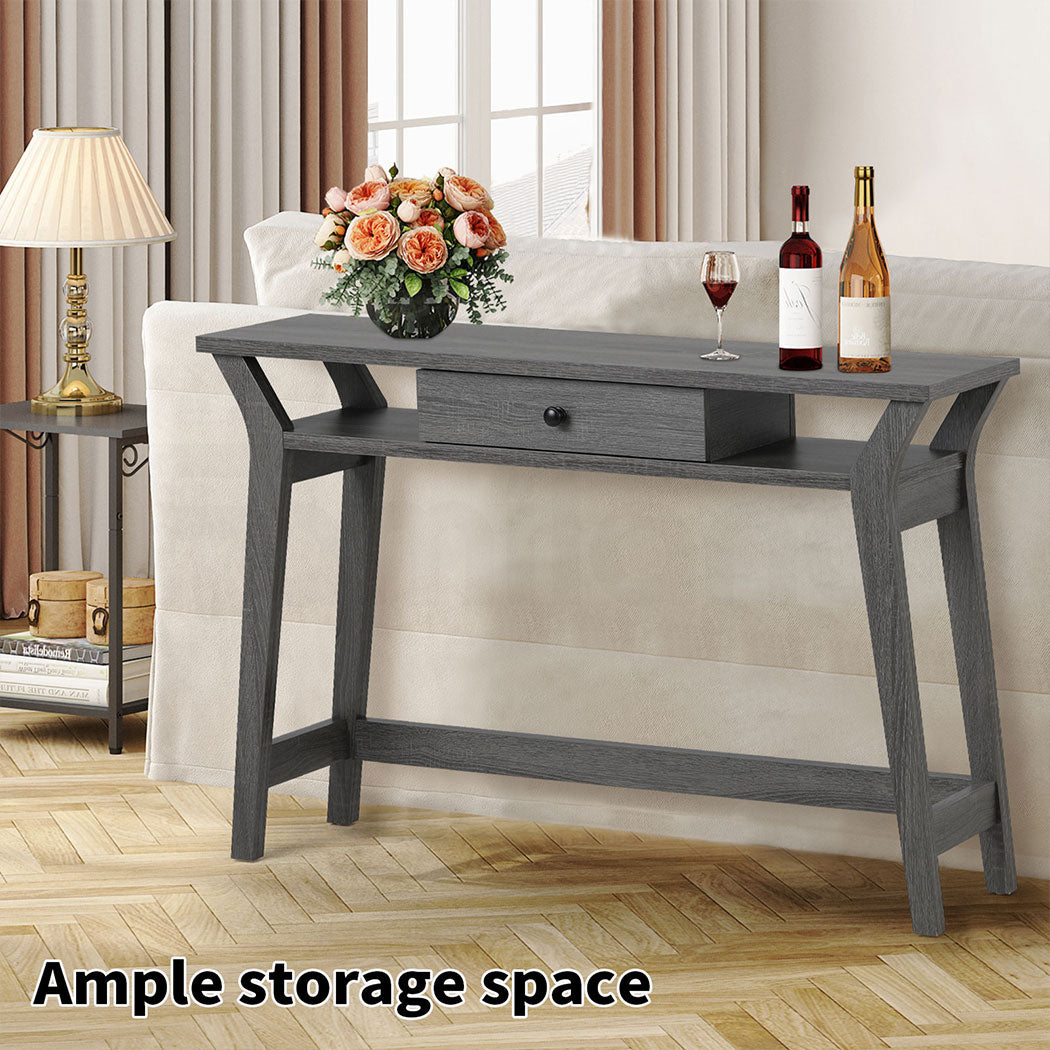 Familand 120cm Wooden Console Hallway Table with Storage Drawer - Entryway Tables Behind Sofa Couch
