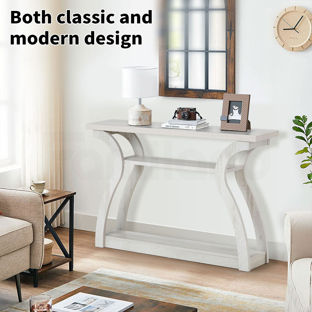 Familand 120cm Wooden Console Hallway Table - 3 Teirs Storage Shelves - Entryway Tables Behind Sofa