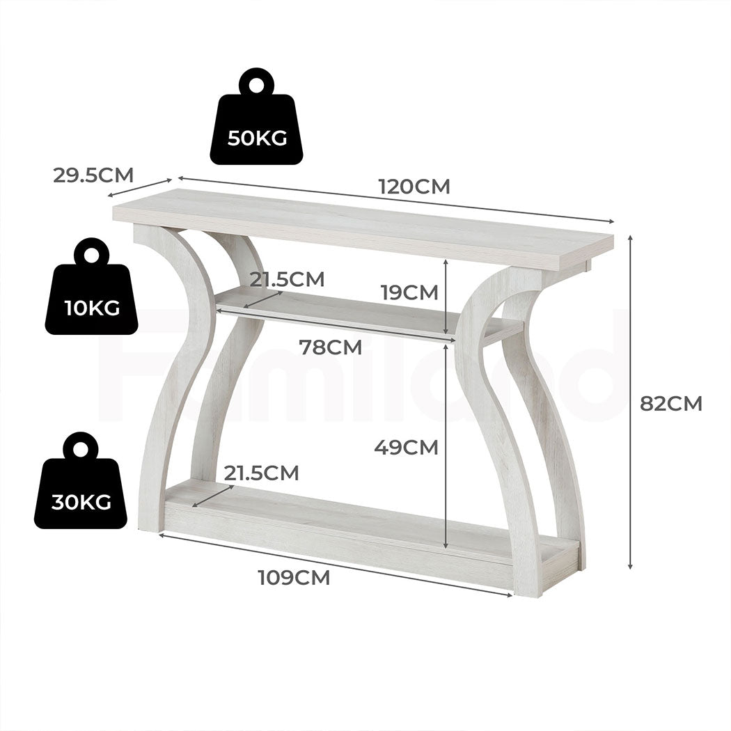Familand 120cm Wooden Console Hallway Table - 3 Teirs Storage Shelves - Entryway Tables Behind Sofa