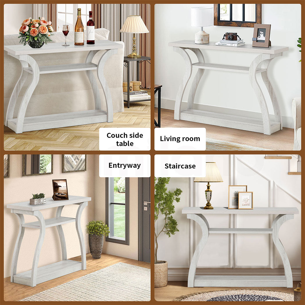 Familand 120cm Wooden Console Hallway Table - 3 Teirs Storage Shelves - Entryway Tables Behind Sofa