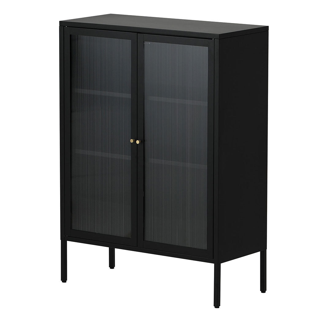Familand Metal Buffet Sideboard Accent Storage Cabinet in Black