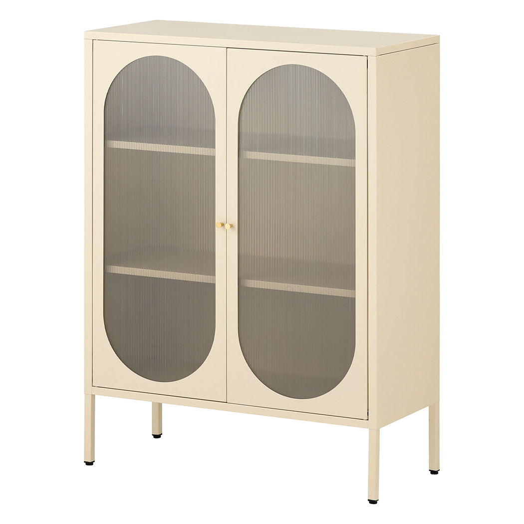 Familand Metal Buffet Sideboard Accent Storage Cabinet in Cream