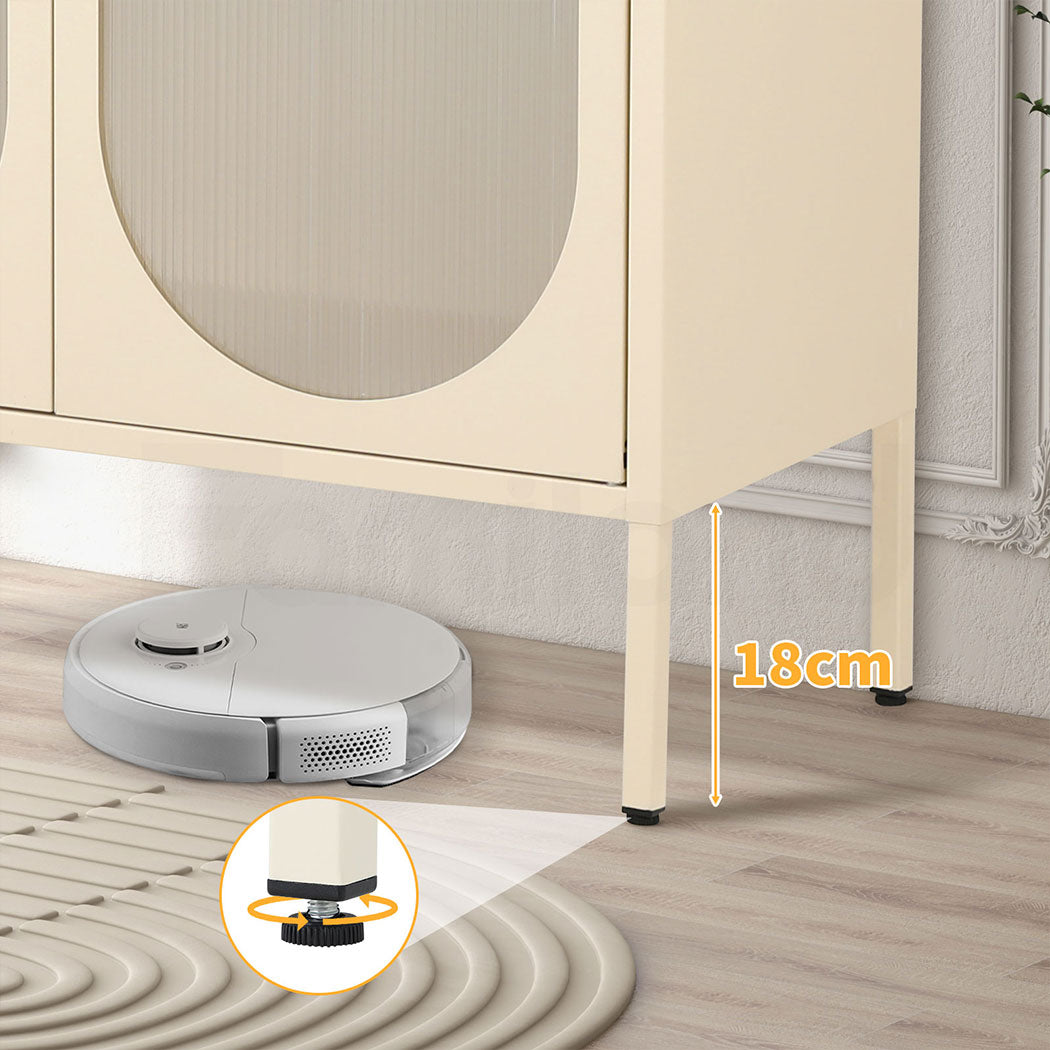 Familand Metal Buffet Sideboard Accent Storage Cabinet in Cream