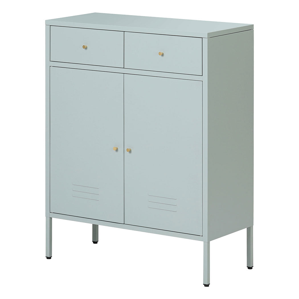 Familand Metal Buffet Sideboard Accent Storage Cabinet with 2x Drawers in Mint green