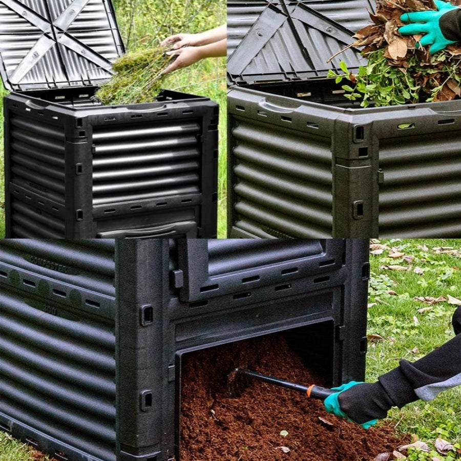 Modern Outdoor Compost Bin – Durable Plastic Weatherproof Composter for Efficient Garden Waste Recyc