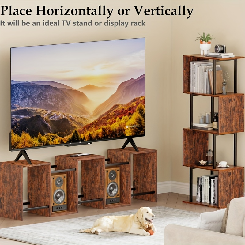 Industrial Vintage Multifunctional Storage Shelf: Sturdy Metal & Wood Construction, Ideal for Office