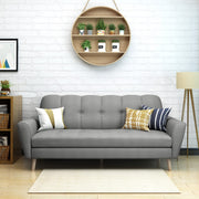 Mid-Century Modern Soft Grey Fabric Loveseat Sofa