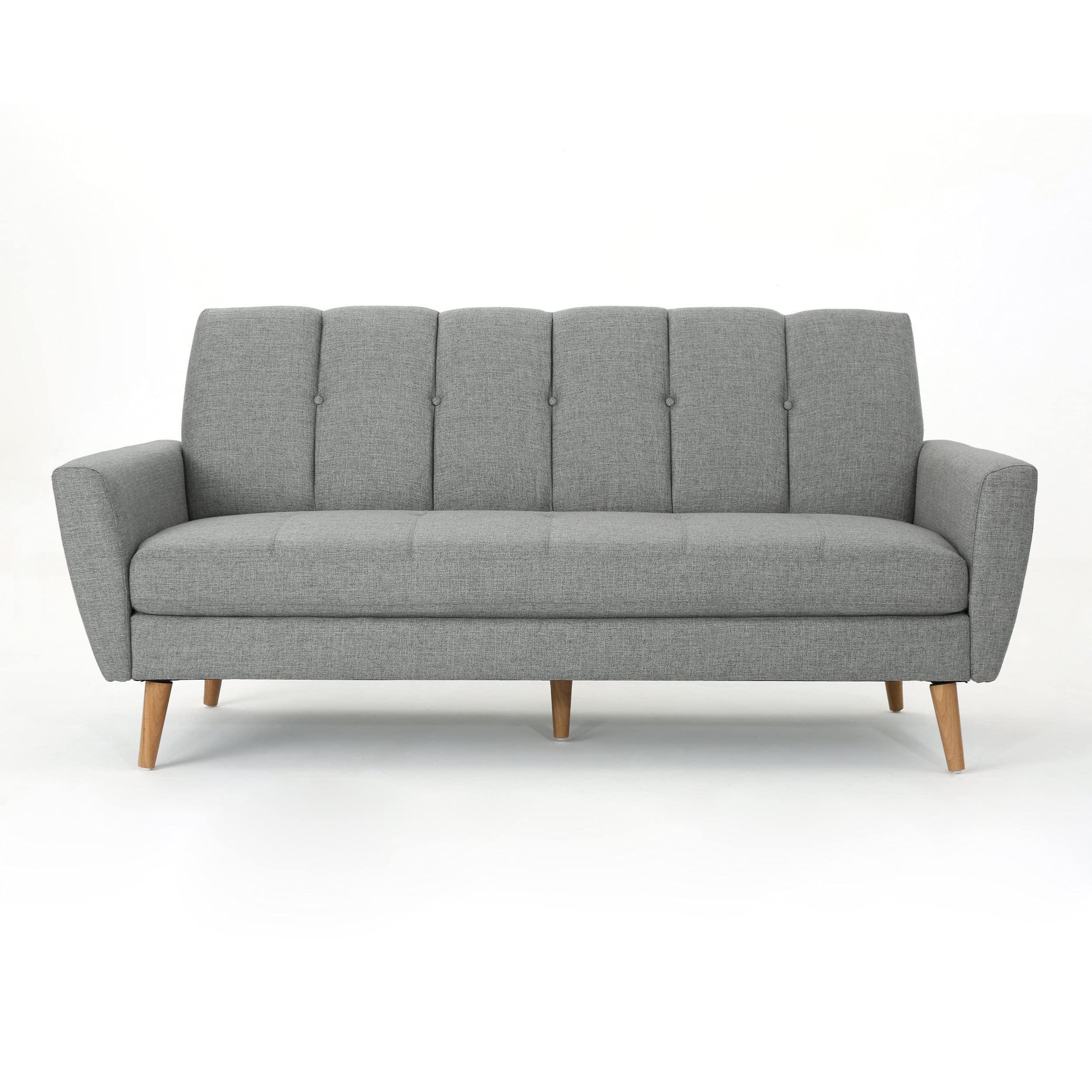 Mid-Century Modern Soft Grey Fabric Loveseat Sofa