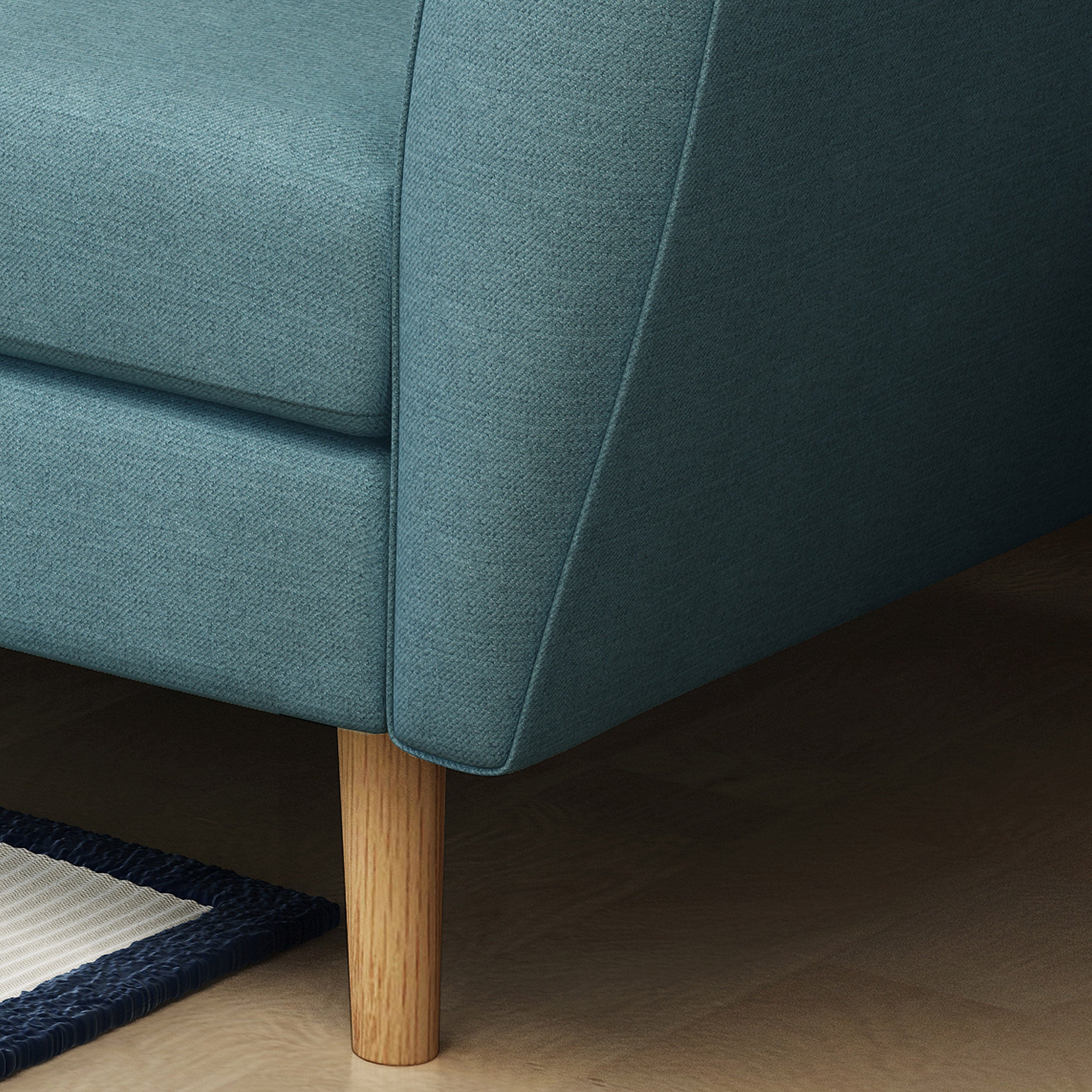 Mid-Century Modern Soft Blue-Green Fabric Loveseat Sofa