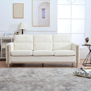 Modern Beige/Grey Comfortable 3-Seater Fabric Upholstered Sofa with Solid Wood Frame for Living Room