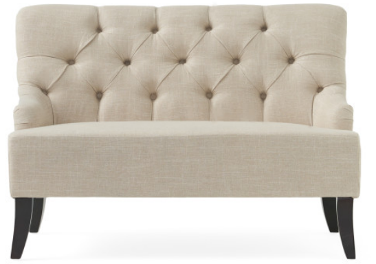 Mid - Century Modern Style Beige Fabric Tufted Loveseat