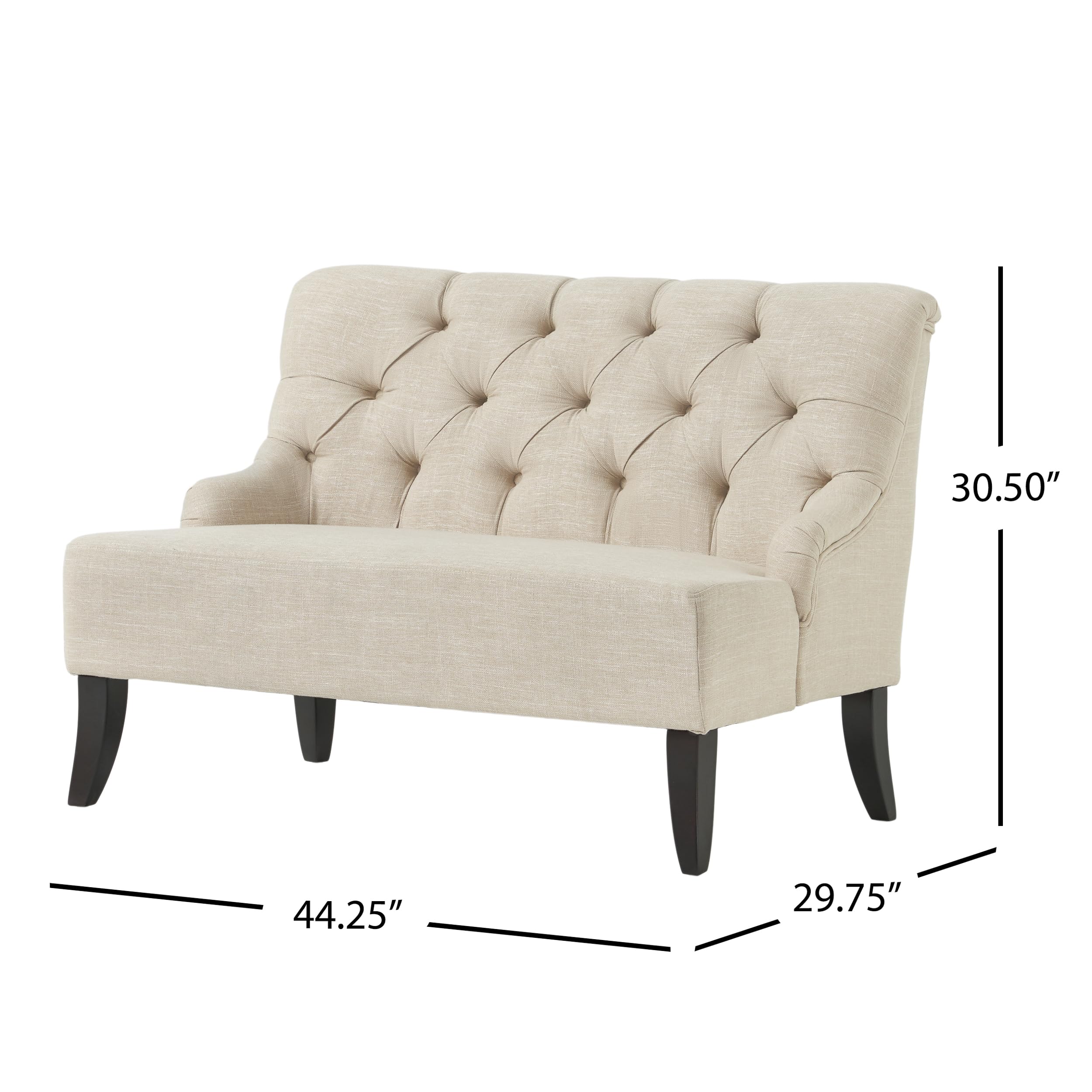 Mid - Century Modern Style Beige Fabric Tufted Loveseat
