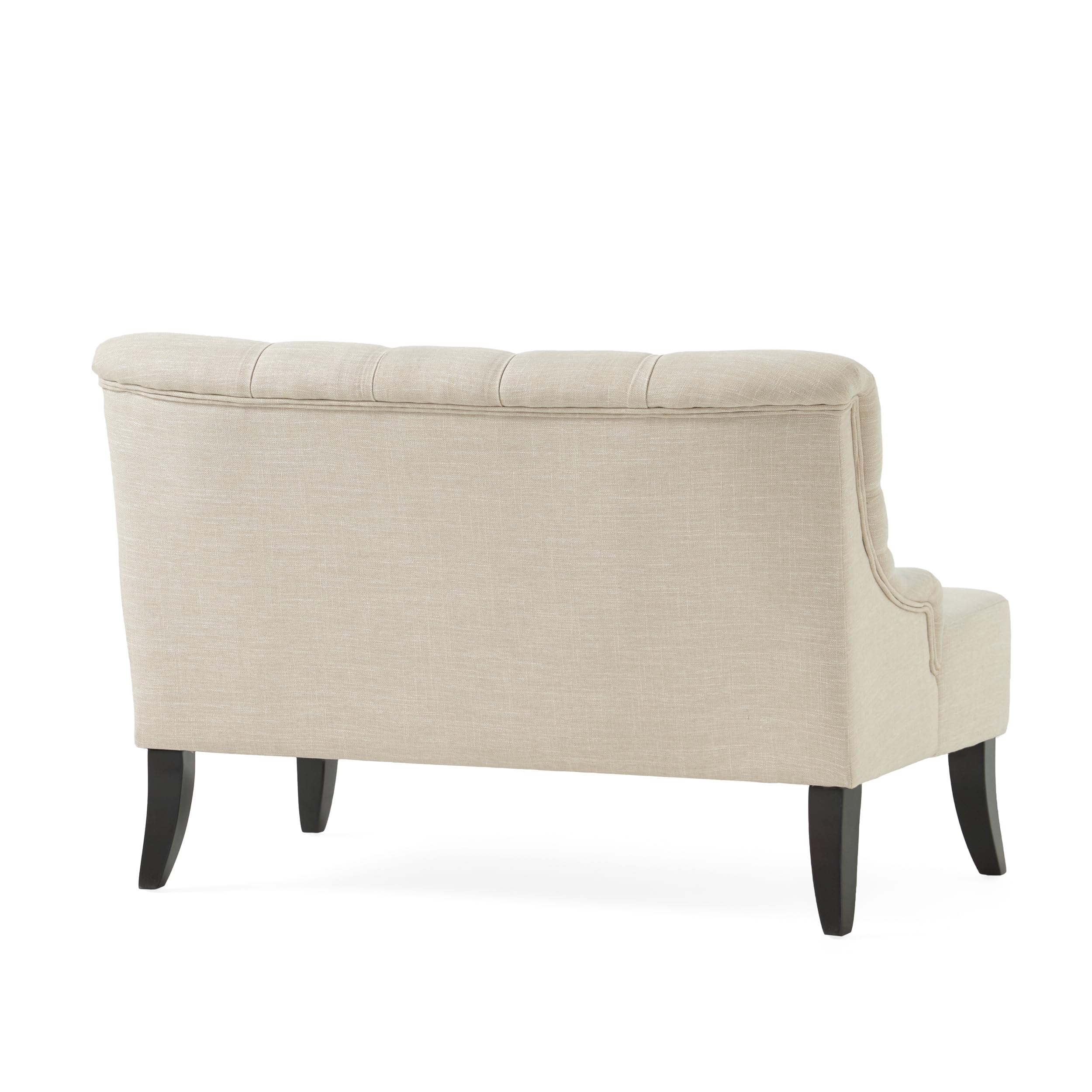 Mid - Century Modern Style Beige Fabric Tufted Loveseat