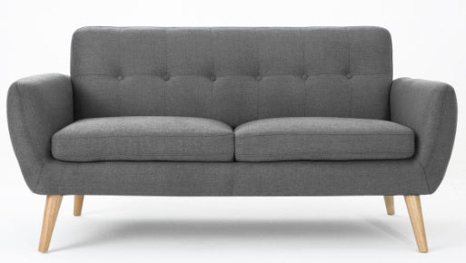 Mid-Century Modern Fabric Loveseat Sofa in Grey