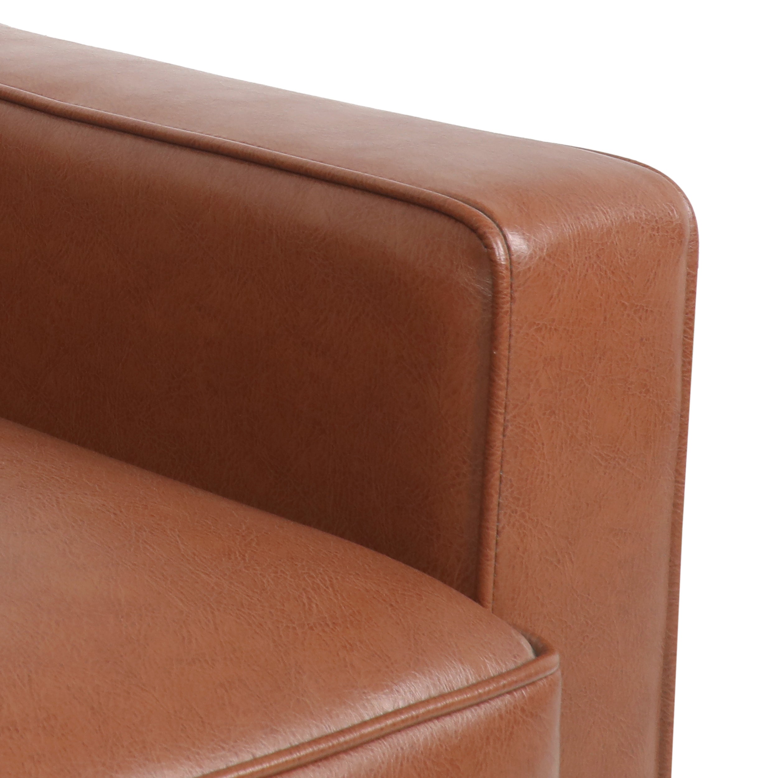 Modern Light Brown/Brown Ergonomic PU Leather Button-Tufted Club Chair