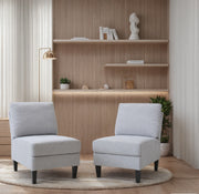 Set of 2 Modern Light Grey/Dark Grey Upholstered Fabric Single Sofas