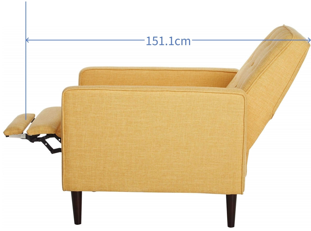 Mid-Century Modern Yellow Tufted Back Microfiber Upholstered Armchair