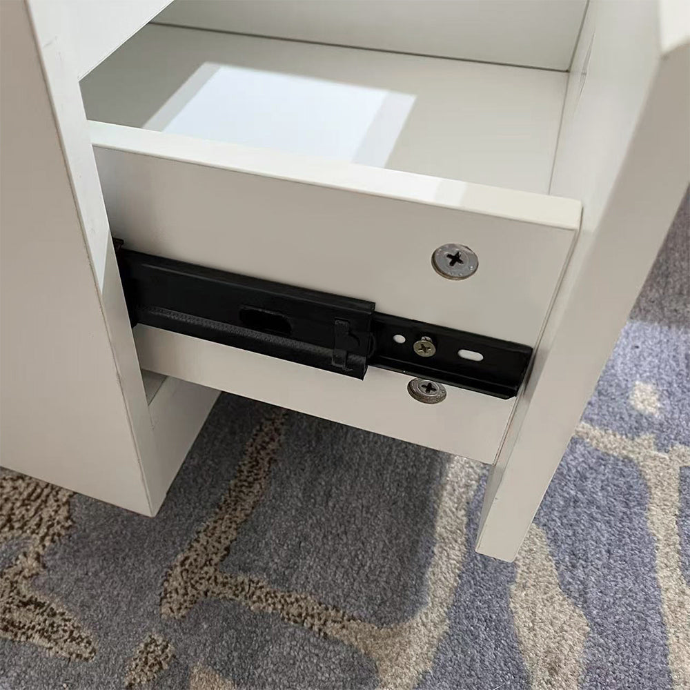 JUKEY Modern Simple Bedroom Double Drawers Nightstand – White 38*40*55cm