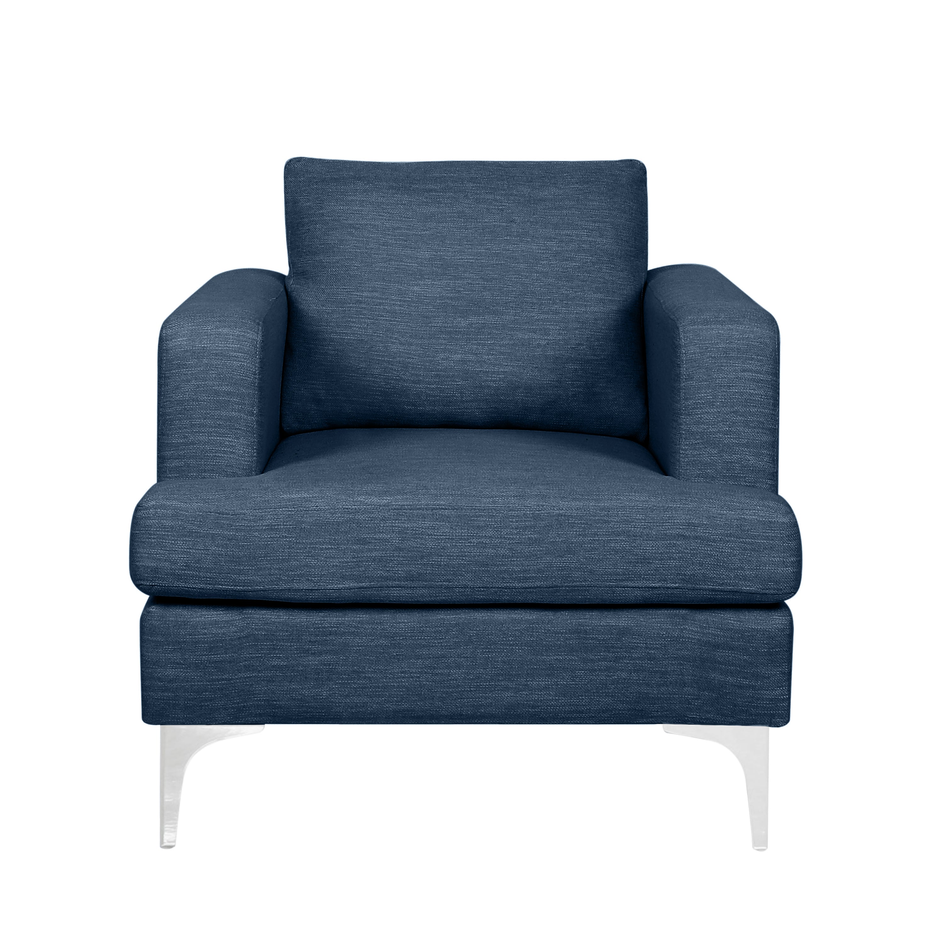 Minimalist Beige/Dark Grey/Navy Blue Fabric Upholstered Club Chair