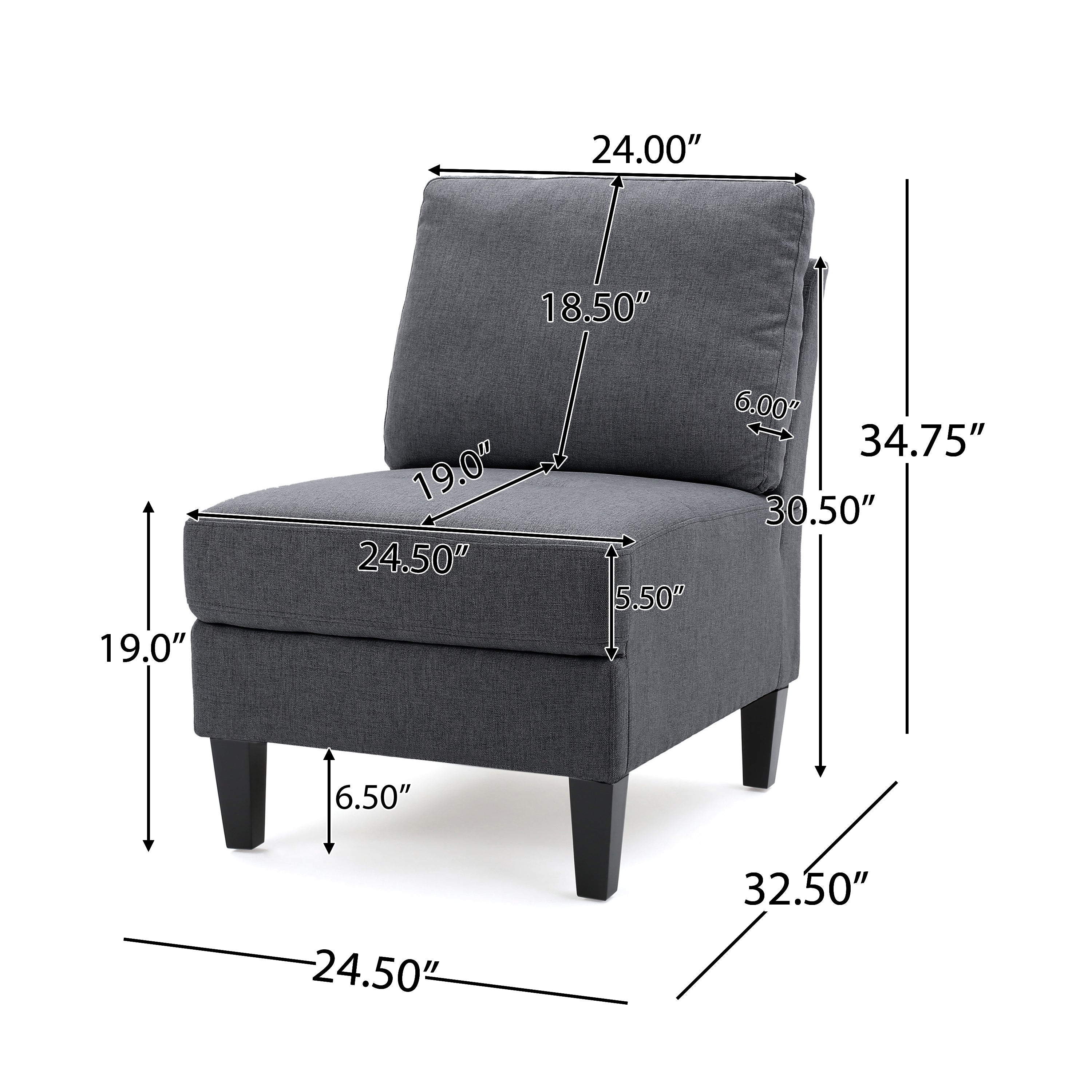 Set of 2 Modern Light Grey/Dark Grey Upholstered Fabric Single Sofas