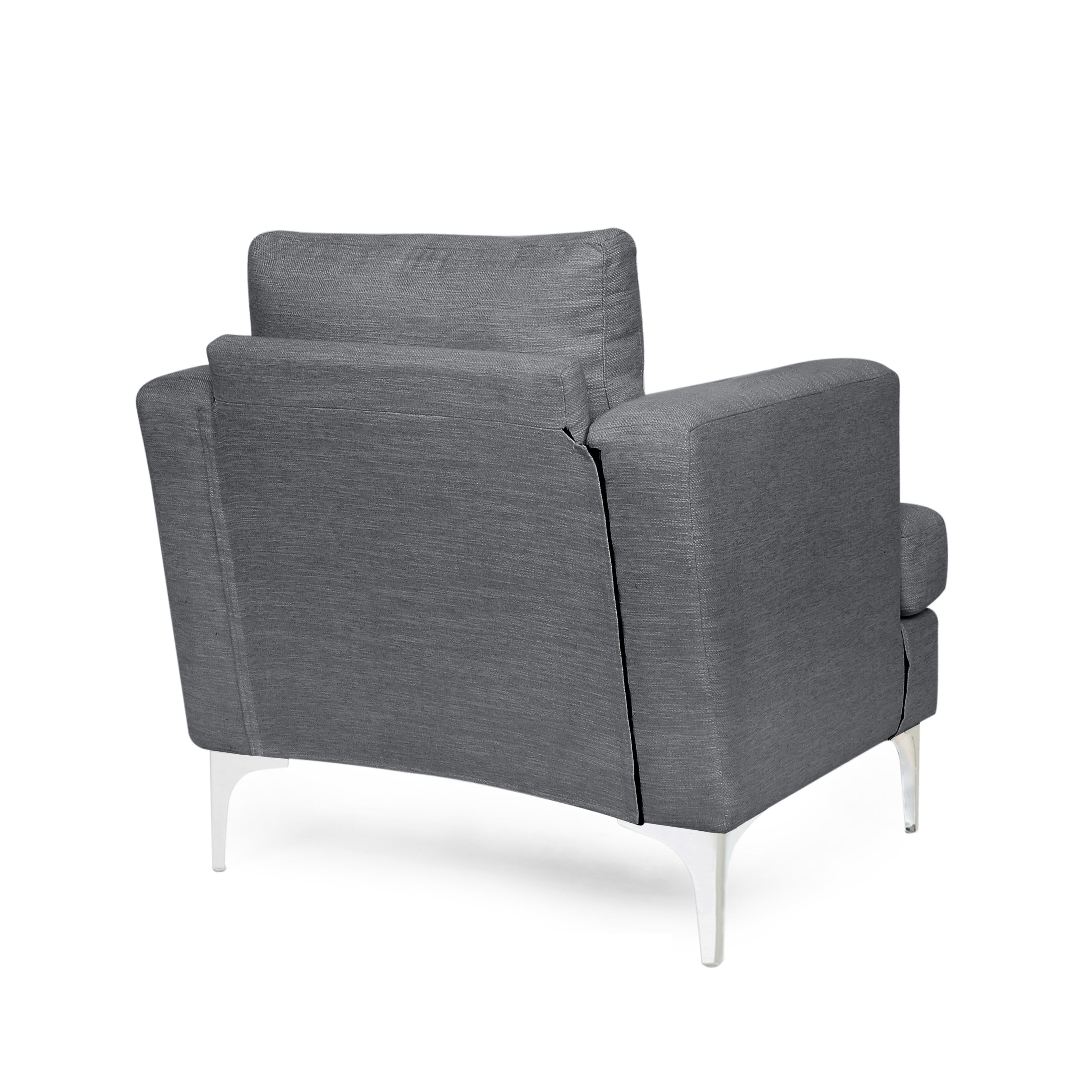 Minimalist Beige/Dark Grey/Navy Blue Fabric Upholstered Club Chair
