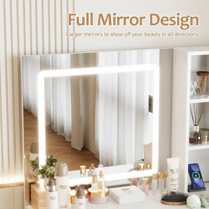 Advwin Dressing Table Stool Set with Charging Station