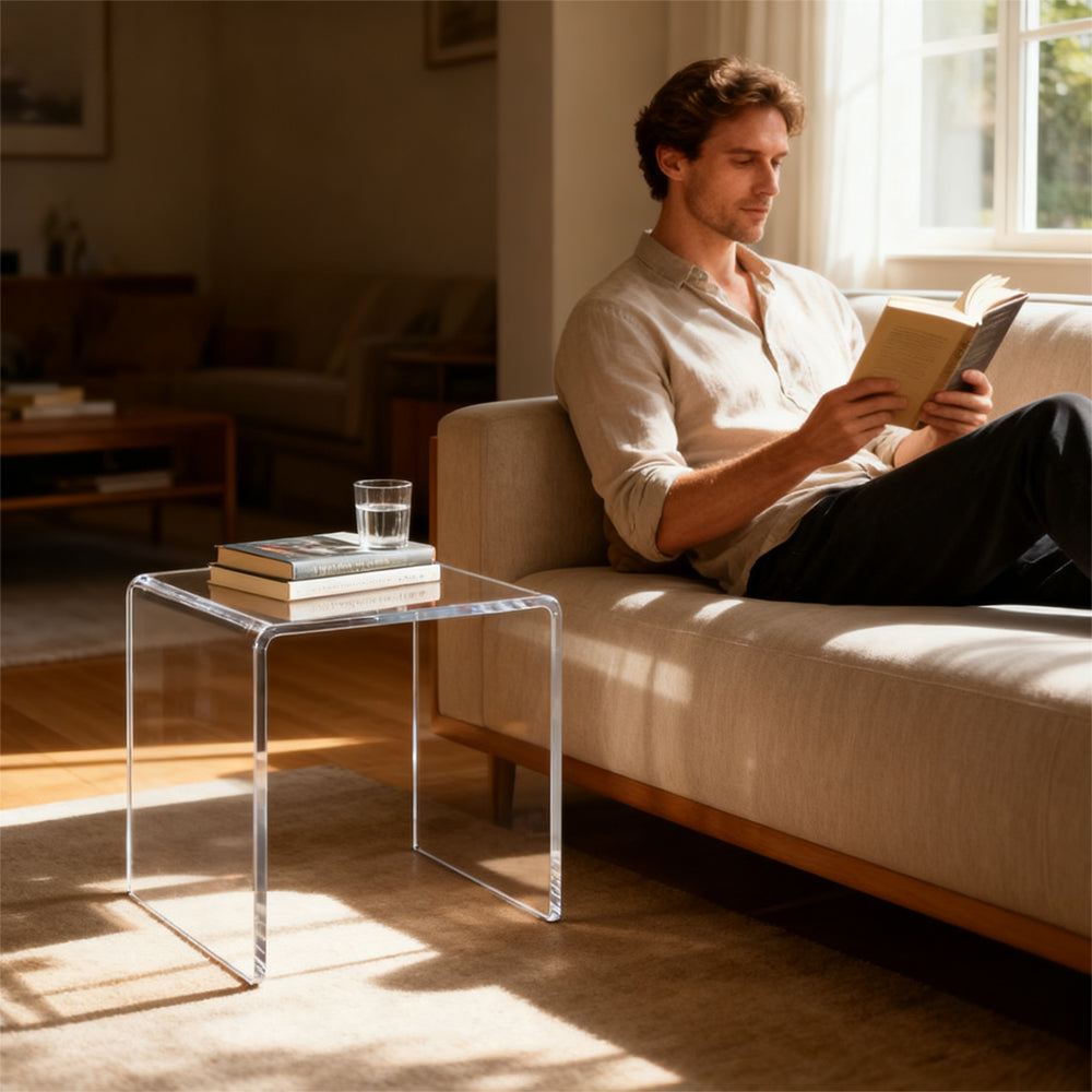Acrylic Side Table,Bedside Table Nightstand for Bedroom Living Room