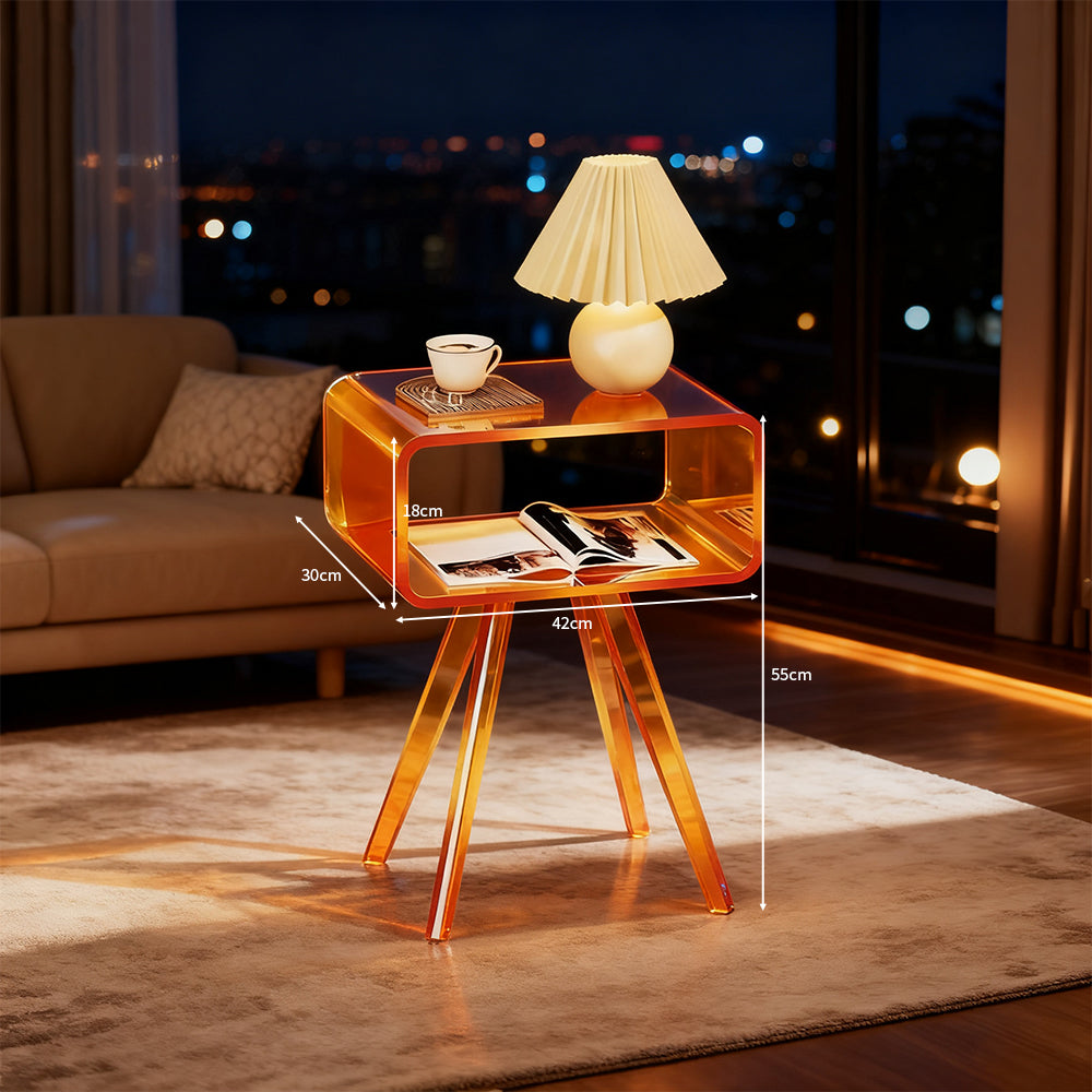 Acrylic Side Table,Bedside Table Nightstand for Bedroom Living Room