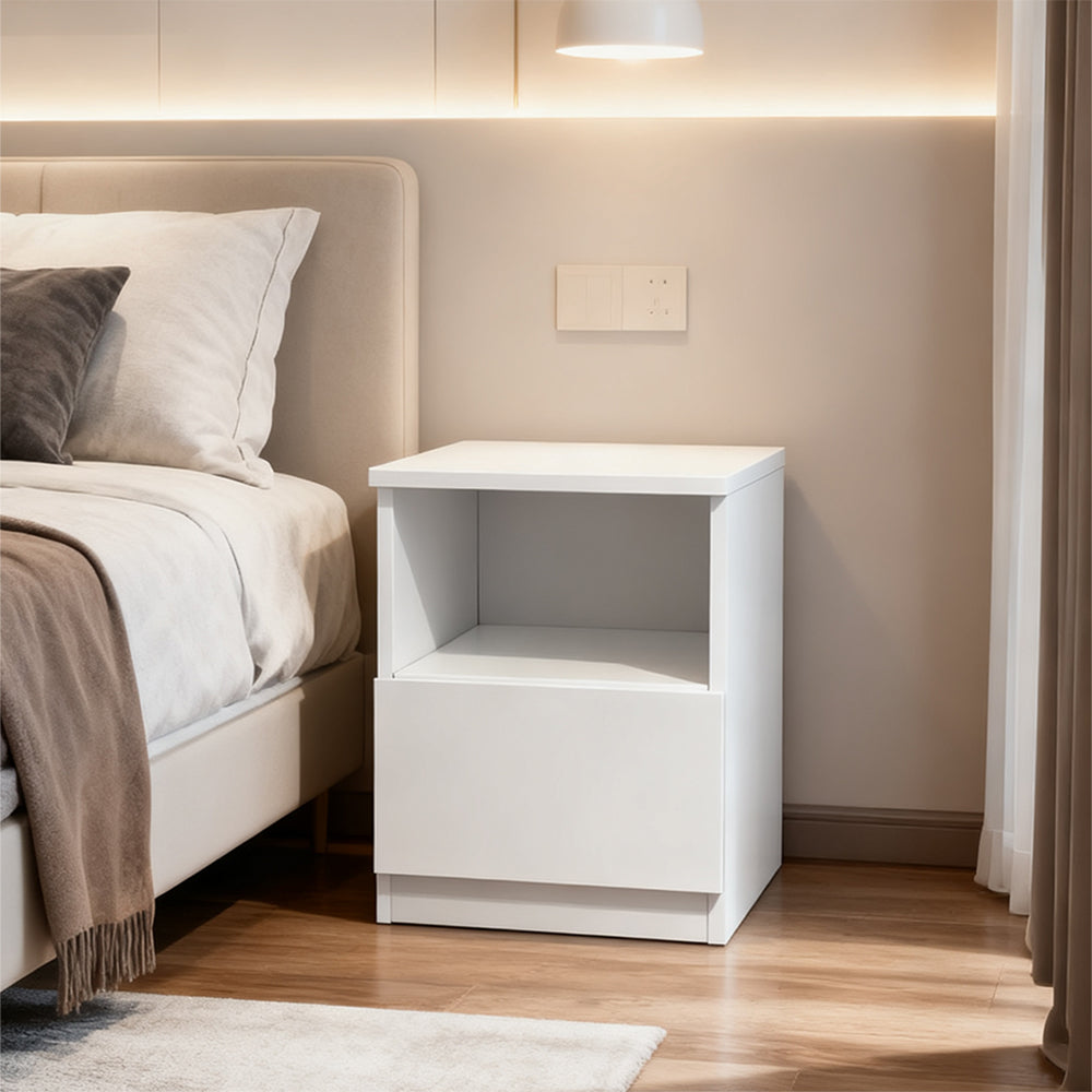 JUKEY Open-Style Bedside Table with Drawer - White 32*30*41cm