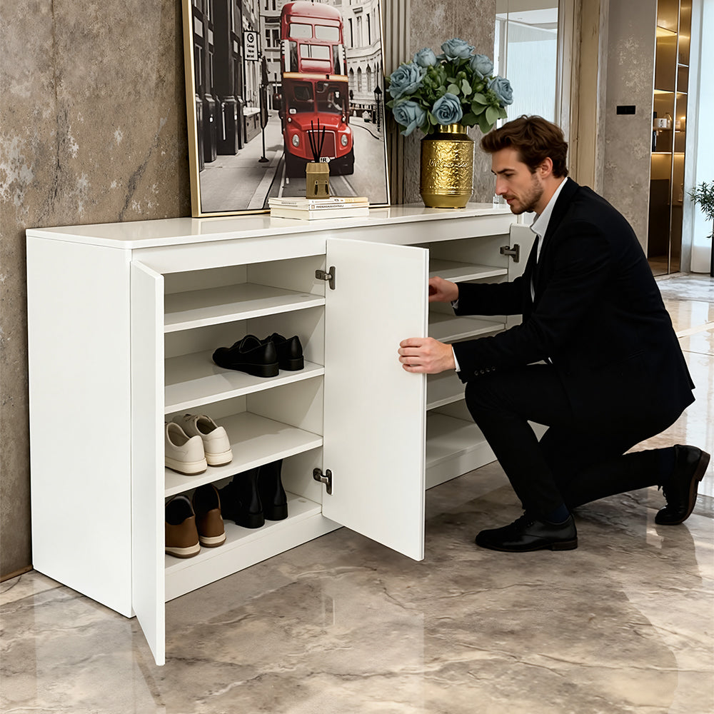 140cm JUKEY Multi-Functional Storage Cabinet Simple Sideboard; Large Capacity Shoe Cabinet - White