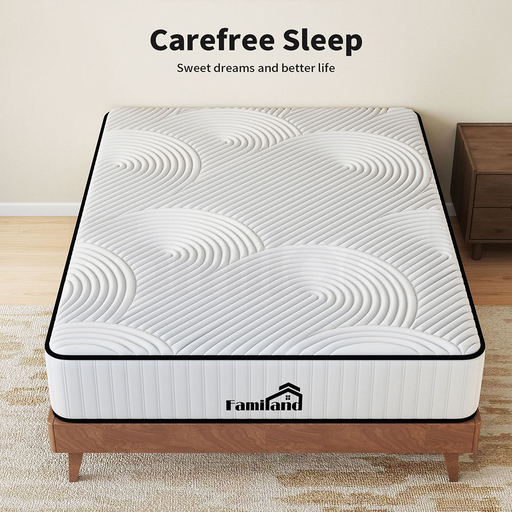 Familand Queen Double King Single Mattress Pocket Spring Memory Foam 22cm White
