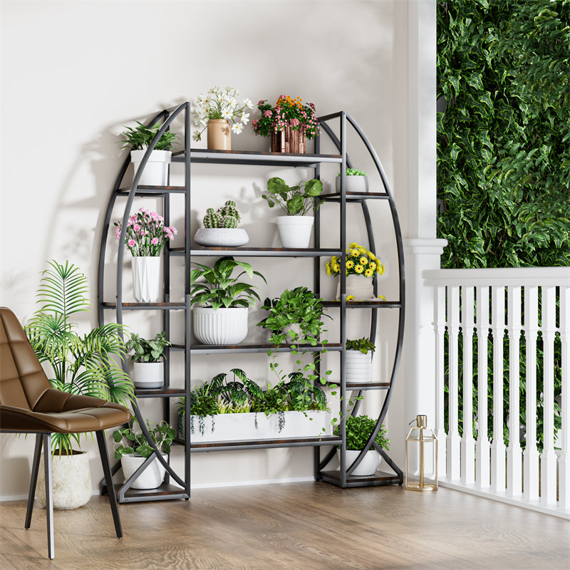 8 Tier Half-Moon Shaped Plant Stand 20 Pots Large Flower Pots Rack Living Room Bookshelf