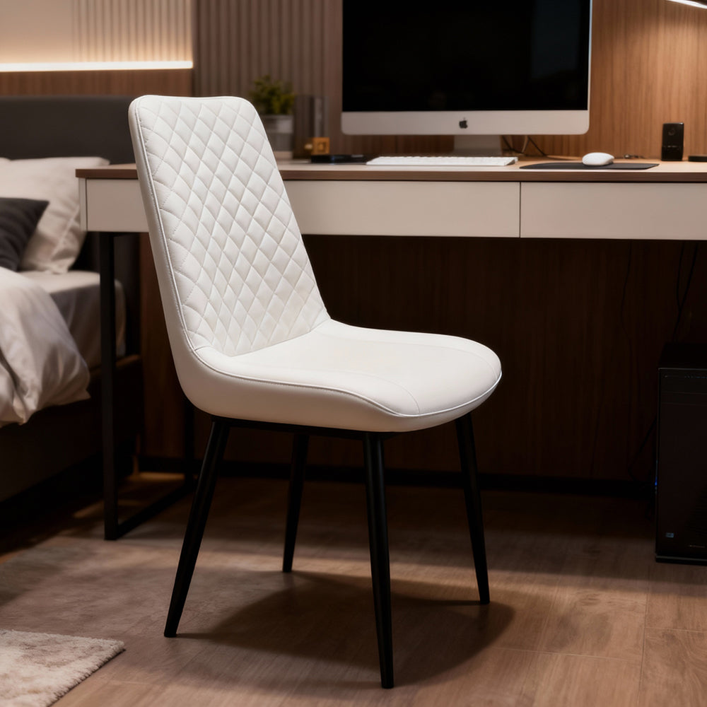 Dining Chair Set of 4 Leather Seat Kitchen Living Room Chair Bedroom Vanity Chair Desk Chair White Black